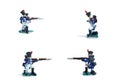 4 in 1 photo of handmade metal soldiers with musket on the white background