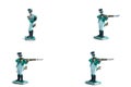 4 in 1 photo of handmade tin soldiers with musket on the white background