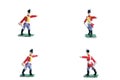 4 in 1 photo of handmade tin soldiers with sword on the white background