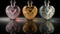 Photo of heart shaped perfume bottles, Generative Ai