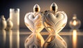 Photo of heart shaped perfume bottles, Generative Ai