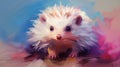 Cute Hedgehog Painting In Digital Art Style