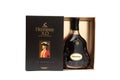 Isolated Hennessy X.O cognac 70cl whisky bottle in black box