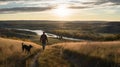 Sunset Stroll: A Serene Encounter In The Hills Royalty Free Stock Photo