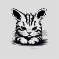 Furry Kitty: A Striped Cartoon Illustration With Strong Facial Expression