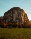 Photo of a high rock stands by the Rio Simpson in the Rio Simpson National Reserve in Patagonia Royalty Free Stock Photo