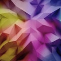 Photo of highly detailed multicolor polygon. Violet, blue, pink geometric rumpled triangular low poly style. Abstract