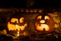 The photo for a holiday Halloween, evil pumpkin sneers at the cr Royalty Free Stock Photo