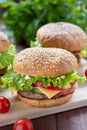 Photo homemade burgers with beef