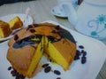 Photo of homemade marble cake in the plate