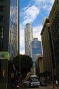 Photo of Hope Street with condominiums and office buildings in downtown Los Angeles
