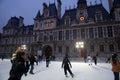 Photo of Hotel de Ville Paris France at night in winter