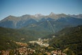 Photo of houses at foot of mountains