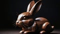 Photo Of A Hyperrealistic Image Of A Bunnyshaped Chocolate Sculpture Against A Dark Background. Generative AI Royalty Free Stock Photo