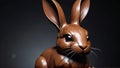 Photo Of A Hyperrealistic Image Of A Bunnyshaped Chocolate Sculpture Against A Dark Background. Generative AI Royalty Free Stock Photo