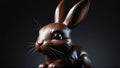 Photo Of A Hyperrealistic Image Of A Bunnyshaped Chocolate Sculpture Against A Dark Background. Generative AI Royalty Free Stock Photo