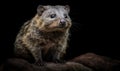 photo of hyrax on black background. Generative AI