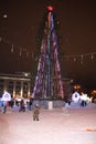 Ice new year`s town in Ufa