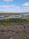 Iceland Landscape View of Fields, Vegatation, Montains, Lakes, Rivers, - Europe