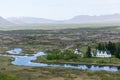 Iceland Landscape View of Fields, Vegatation, Montains, Lakes, Rivers, - Europe