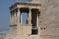 Photo of iconic Erechtheion with famous Caryatids, Acropolis hill, Athens historic center, Attica, Greece