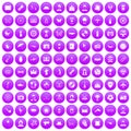 100 photo icons set purple Royalty Free Stock Photo