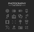 Photo icons set. Vector outline symbols.