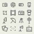 Photo icons set. Vector outline symbols.