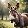 Photo illustration of a brown donkey in nature