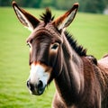 Photo illustration of a brown donkey in nature