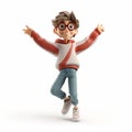 Happy Kid With Glasses: Anime-inspired 3d Animation