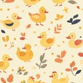 The photo illustration of seamless pattern ducks on the colorful background Royalty Free Stock Photo