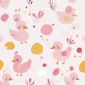 The photo illustration of seamless pattern ducks on the colorful background Royalty Free Stock Photo