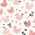 The photo illustration of seamless pattern ducks on the colorful background Royalty Free Stock Photo