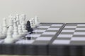 Simple Photo illustration for War, battle or politic situation concept, betrayer beyond the soldier, plastic magnetic small chess,