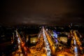 view from Arc de triomphe at night,Photo image a Beautiful panoramic view of Paris Metropolitan City Royalty Free Stock Photo