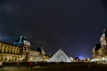 view of louvre museum at night, Photo image a Beautiful panoramic view of Paris Metropolitan City