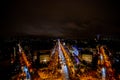 view from Arc de triomphe at night,Photo image a Beautiful panoramic view of Paris Metropolitan City Royalty Free Stock Photo