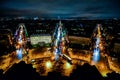 view from Arc de triomphe at night,Photo image a Beautiful panoramic view of Paris Metropolitan City Royalty Free Stock Photo