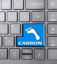 blue carbon footprint climate sign icon computer communications typing keyboard keys Royalty Free Stock Photo