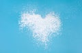 Photo image of explosion dust snow, heavy big small size snows. Freeze shot on blue sky winter background isolated overlay. Fluffy Royalty Free Stock Photo