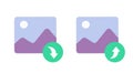 Photo image file upload icon vector, picture share download button graphic flat cartoon, illustration import export ui element