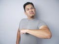 Angry Asian Man Pointing Himself Proudly Royalty Free Stock Photo