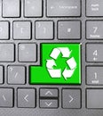 green recycle symbol keyboard key icon button language sign icon arrows greener clean Royalty Free Stock Photo