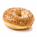 Isolated Bagel With Sesame Seeds On White Background