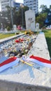 Photo of the Indonesian flag on the graves of heroes as the background on Indonesian Independence Day Royalty Free Stock Photo