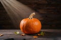 Photo Indoor studio spotlight pumpkin, a symbol of seasonal flavor