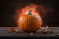 Photo Indoor studio spotlight pumpkin, a symbol of seasonal flavor