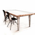 Industrial Elegance: Sketch Of Wooden Table With Chairs Royalty Free Stock Photo
