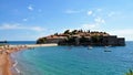 The island of Sveti Stefan and the blue Adriatic sea